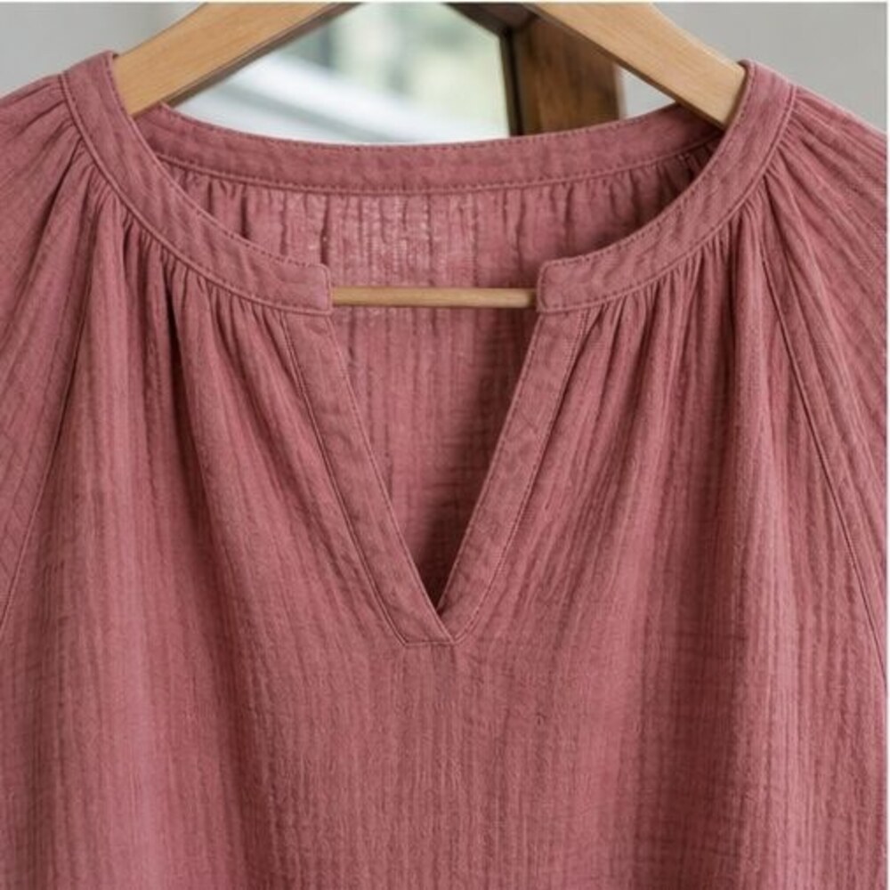 Rust Pleated Blouse - Picture 4 of 6
